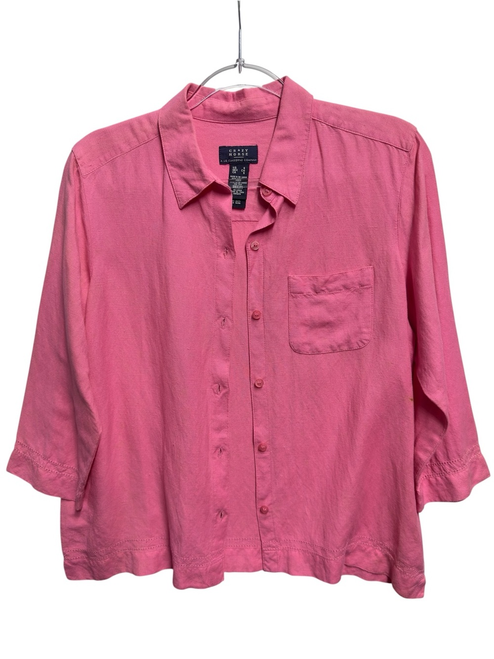 Linen Knit Twill Chambray Shirt Blouse